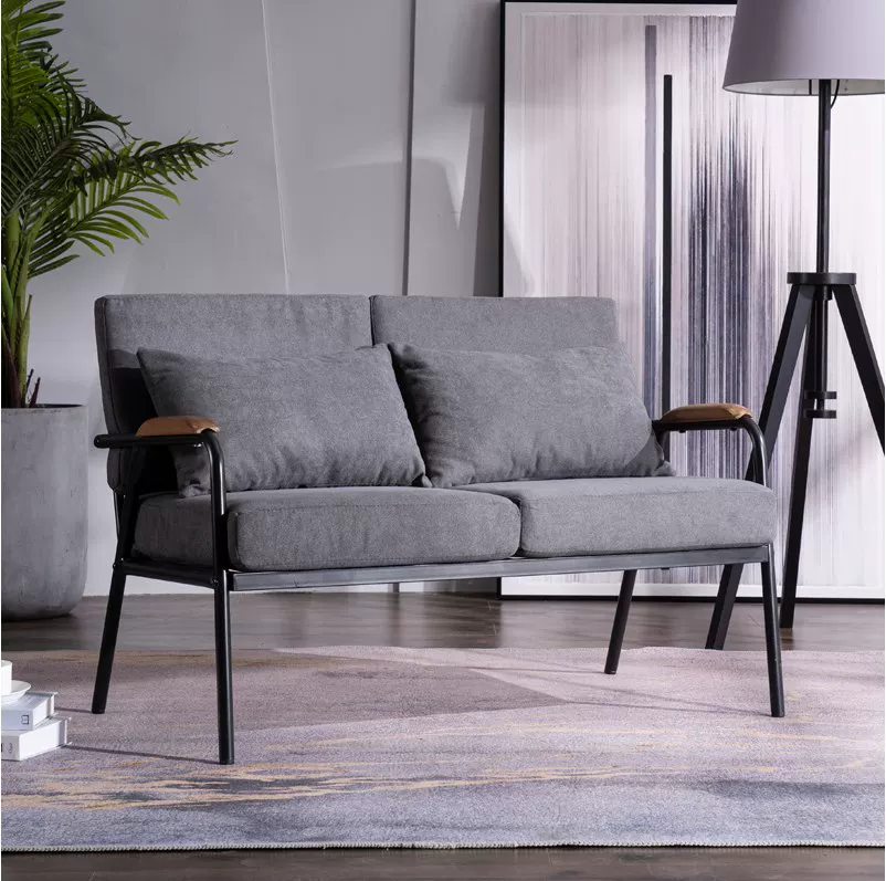 Nordic minimalist fabric sofa, living room, small unit, wrought iron, single, double, bedroom, women's simple, light luxury chair, industrial style