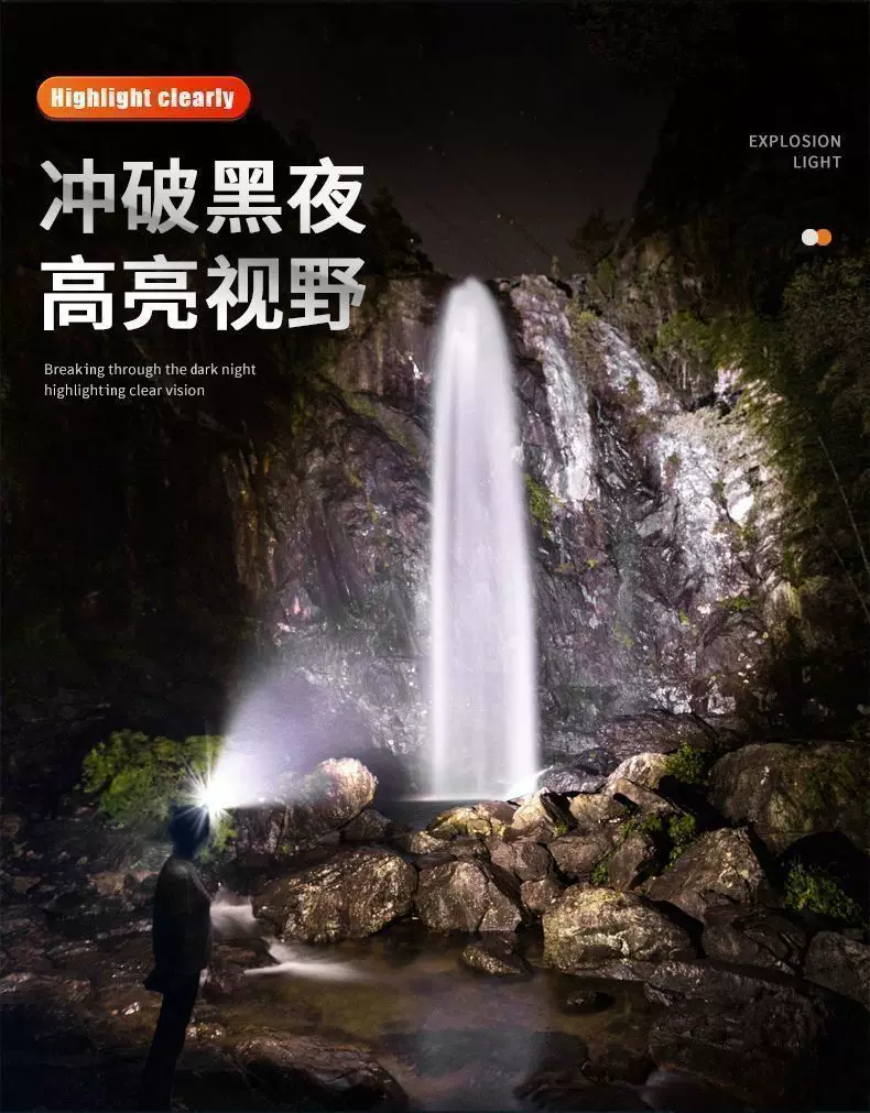 Headlight super bright rechargeable head mounted strong light sensing special bright LED flashlight small portable night fishing light