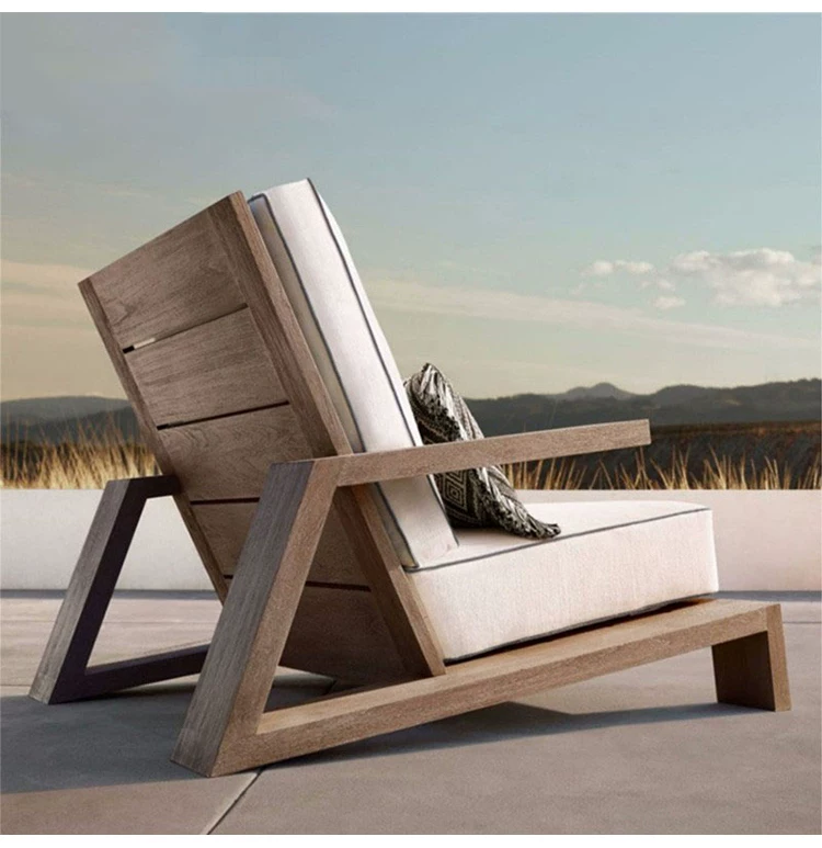 Nordic Outdoor Courtyard Garden Villa Outdoor Teak Sofa Leisure Sofa Aluminum Alloy Outdoor Waterproof Sunscreen