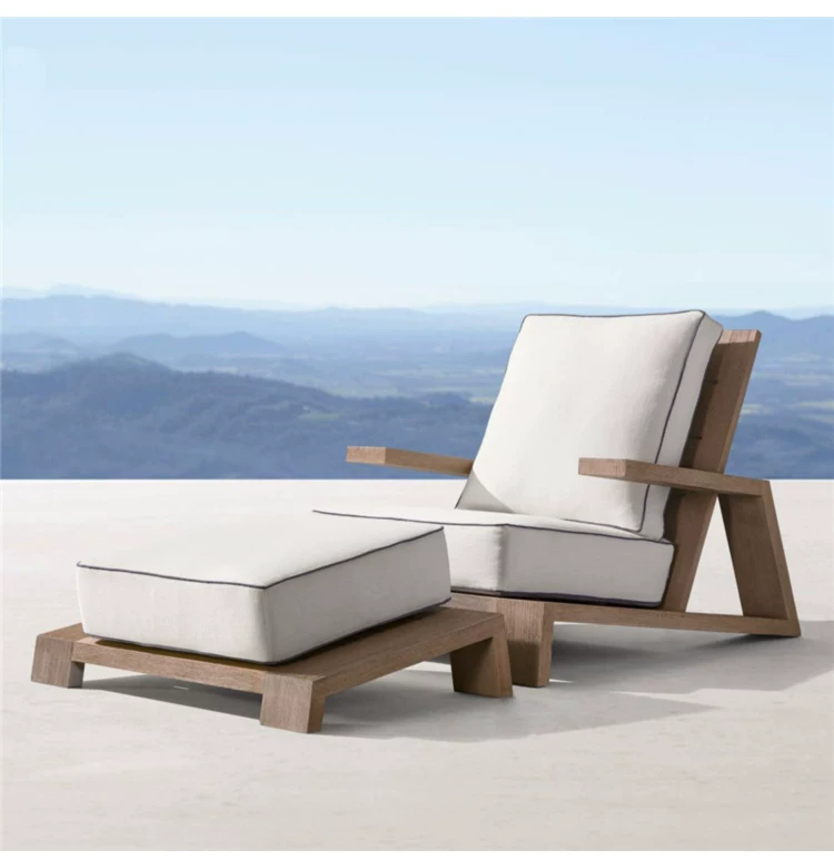 Nordic Outdoor Courtyard Garden Villa Outdoor Teak Sofa Leisure Sofa Aluminum Alloy Outdoor Waterproof Sunscreen
