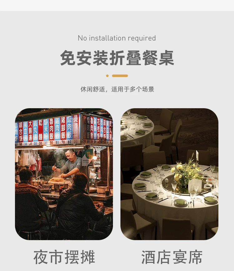 带彩图加厚不锈钢转盘圆桌家用吃饭餐桌商用圆桌电磁炉火锅折叠桌