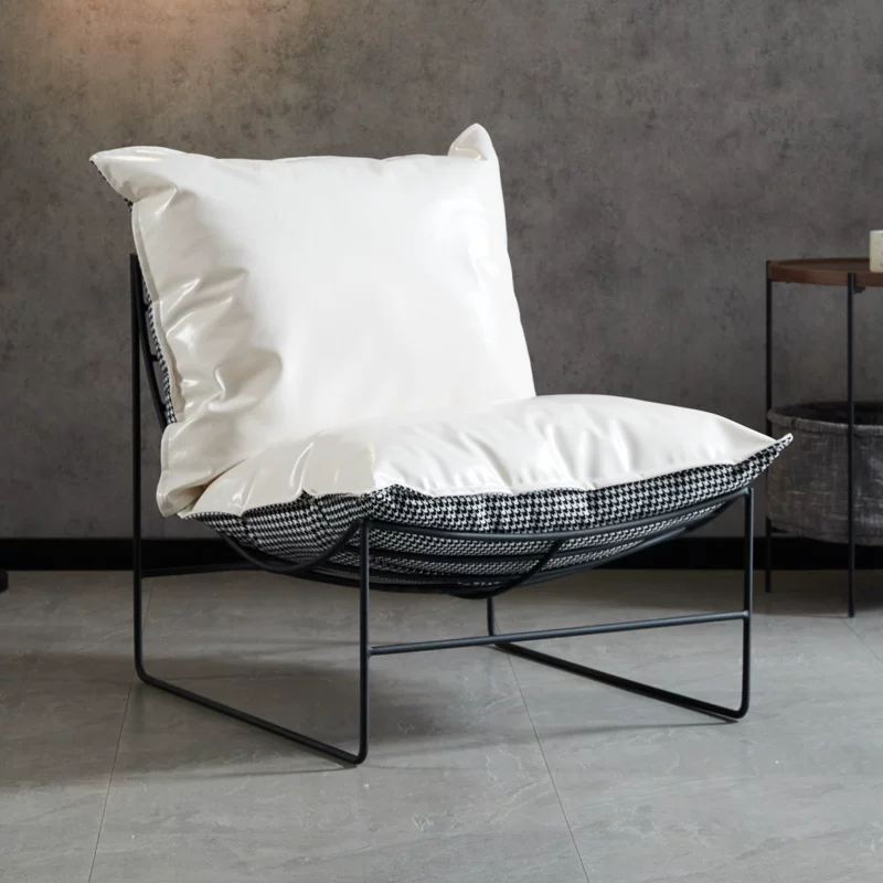 Nordic Leisure Living Room Fabric Sofa Tea Table Internet Celebrity Bedroom Balcony Single Leisure Chair Iron Art Lazy Sofa Chair