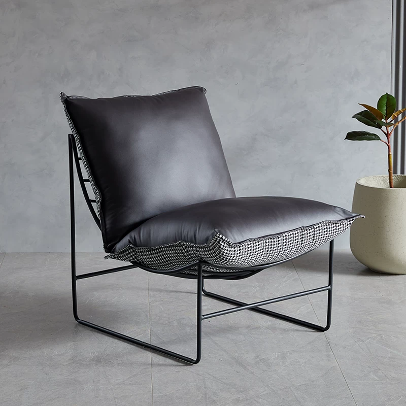 Nordic Leisure Living Room Fabric Sofa Tea Table Internet Celebrity Bedroom Balcony Single Leisure Chair Iron Art Lazy Sofa Chair