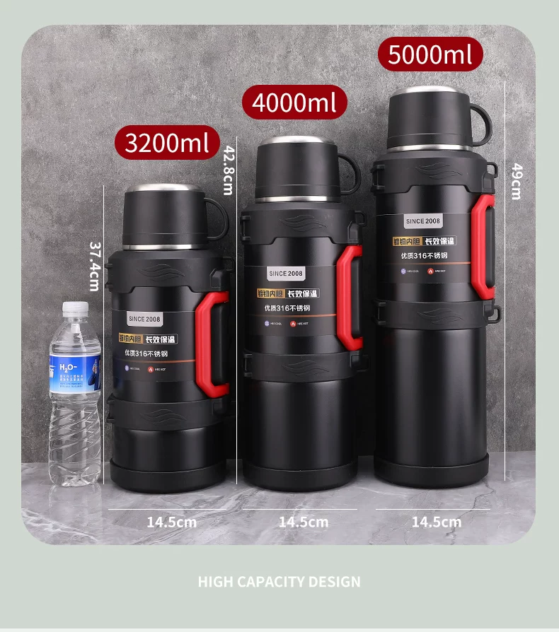 Insulated cup with a large capacity of 5000ml, portable outdoor household hot water bottle, authentic kettle, car water cup