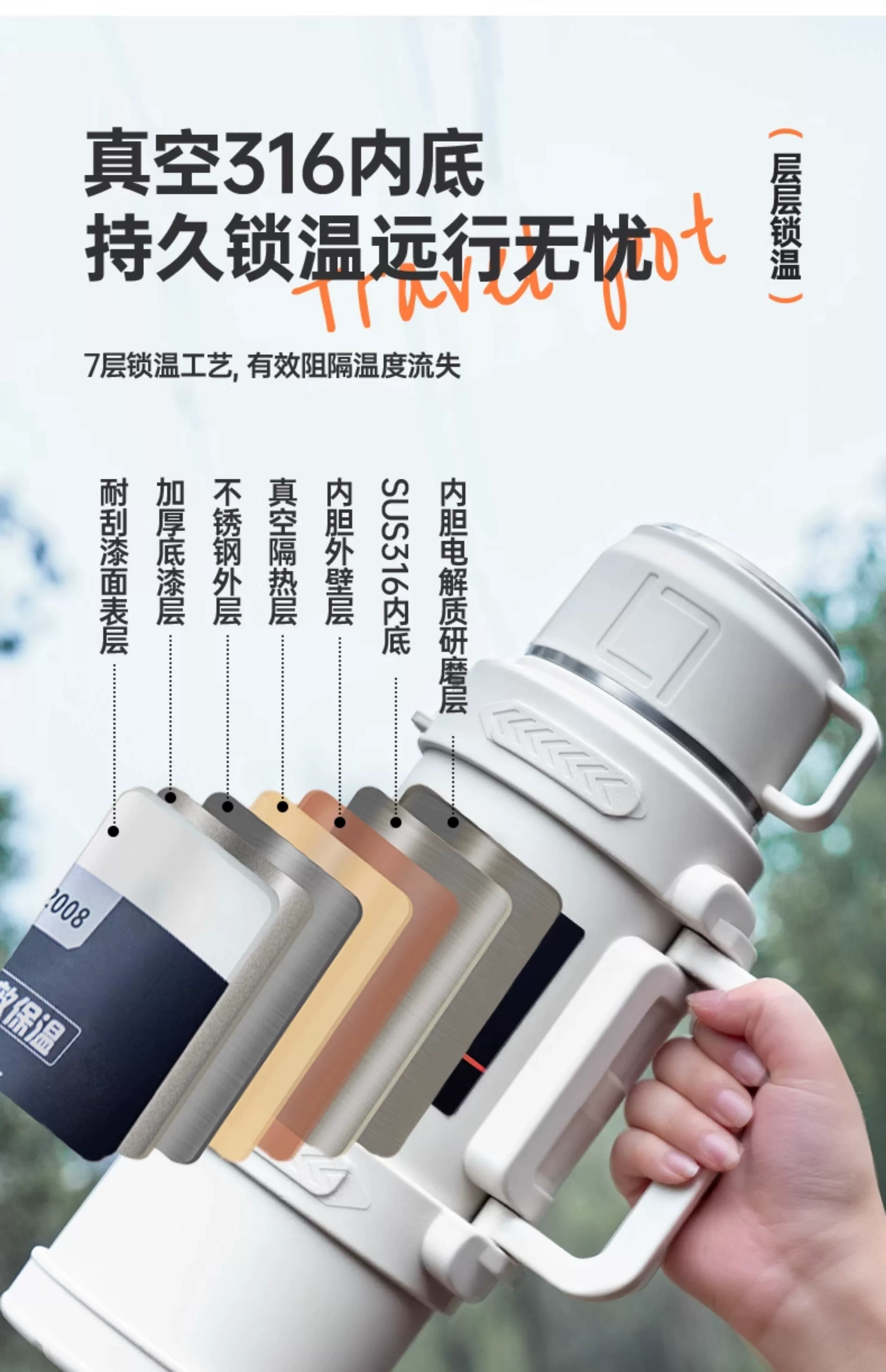 Insulated cup with a large capacity of 5000ml, portable outdoor household hot water bottle, authentic kettle, car water cup
