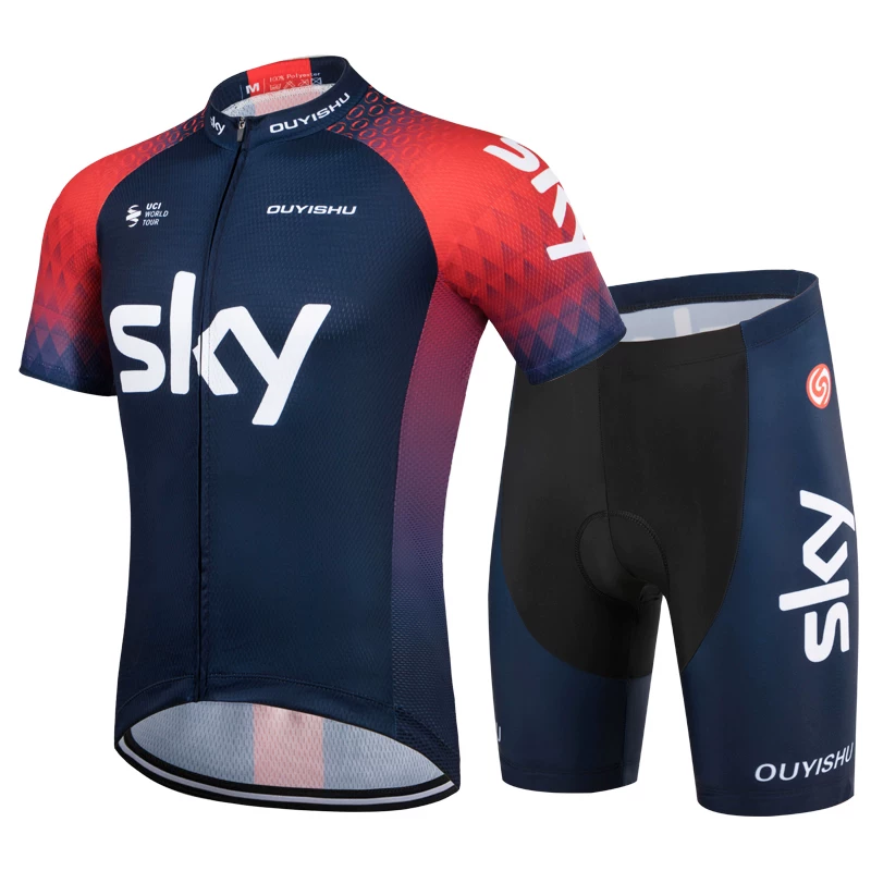 Sky cycling suit short sleeved set men's summer road cycling suit quick drying breathable mountain baby bag cycling pants top