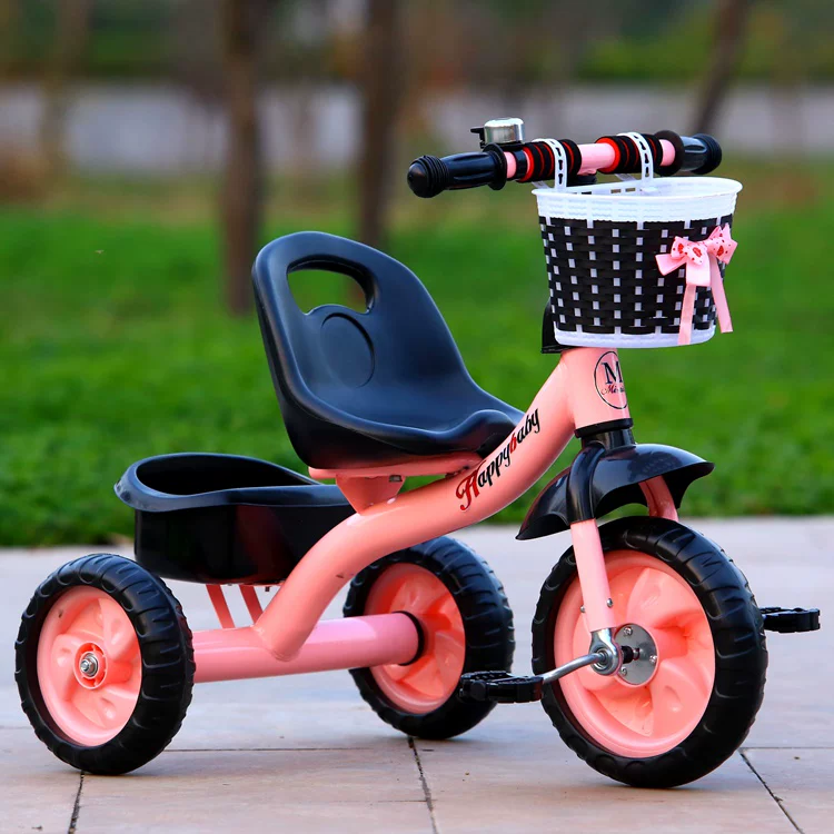 Miset Children's Tricycle High spec Bicycle with Storage Basket 1-6 Year Old Push Handle Baby Bike Foam Wheel Recommended