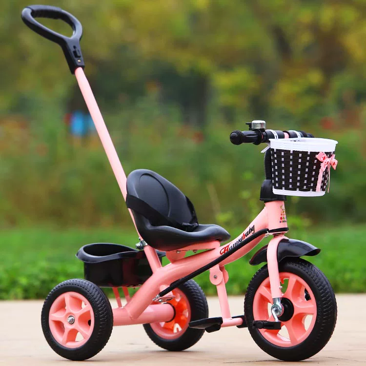 Miset Children's Tricycle High spec Bicycle with Storage Basket 1-6 Year Old Push Handle Baby Bike Foam Wheel Recommended