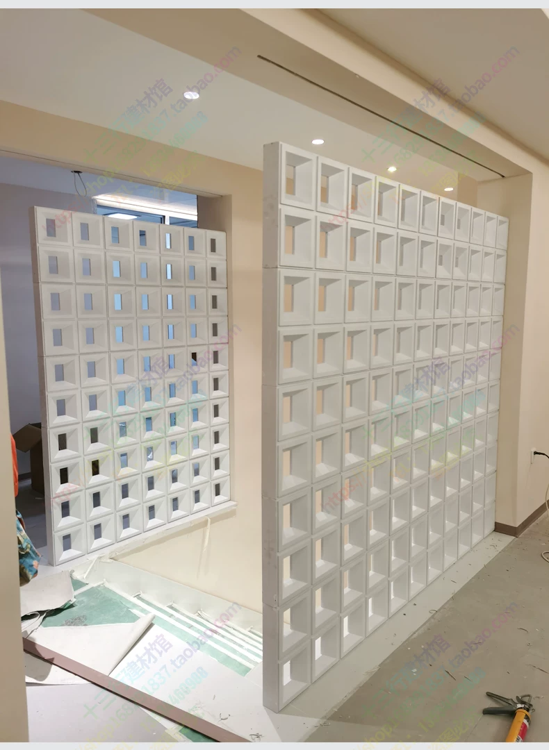 Lightweight hollow brick, PU cement component brick, nine grid art decoration wall, internet famous partition background, hollow porous brick