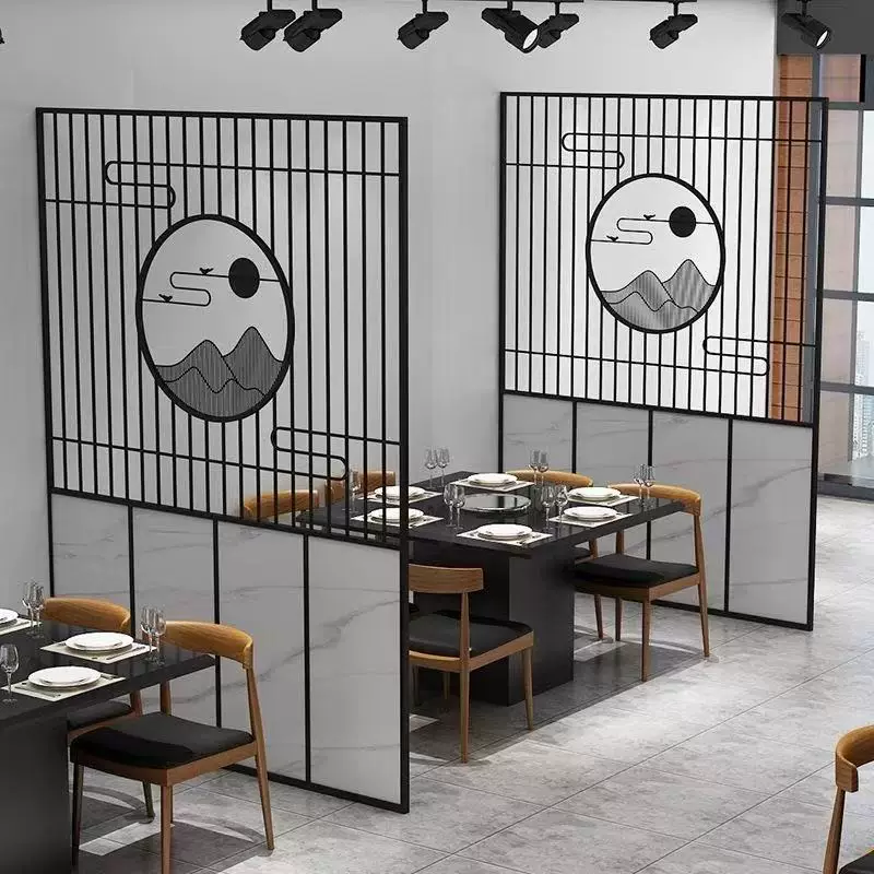 Stainless steel screen, wrought iron partition, living room entrance, new Chinese modern minimalist decorative wall, hollow out shading grille