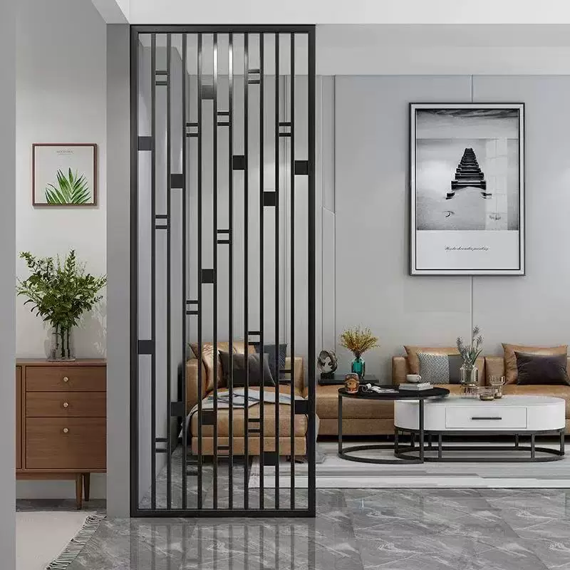 Stainless steel screen, wrought iron partition, living room entrance, new Chinese modern minimalist decorative wall, hollow out shading grille