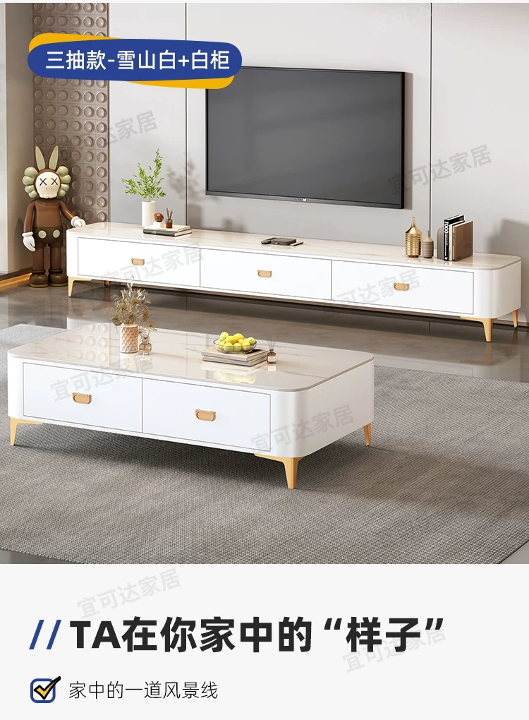 Tea table, living room, household, 2025 new model, light luxury, modern and high-end, tea brewing integrated, small-sized TV cabinet combination