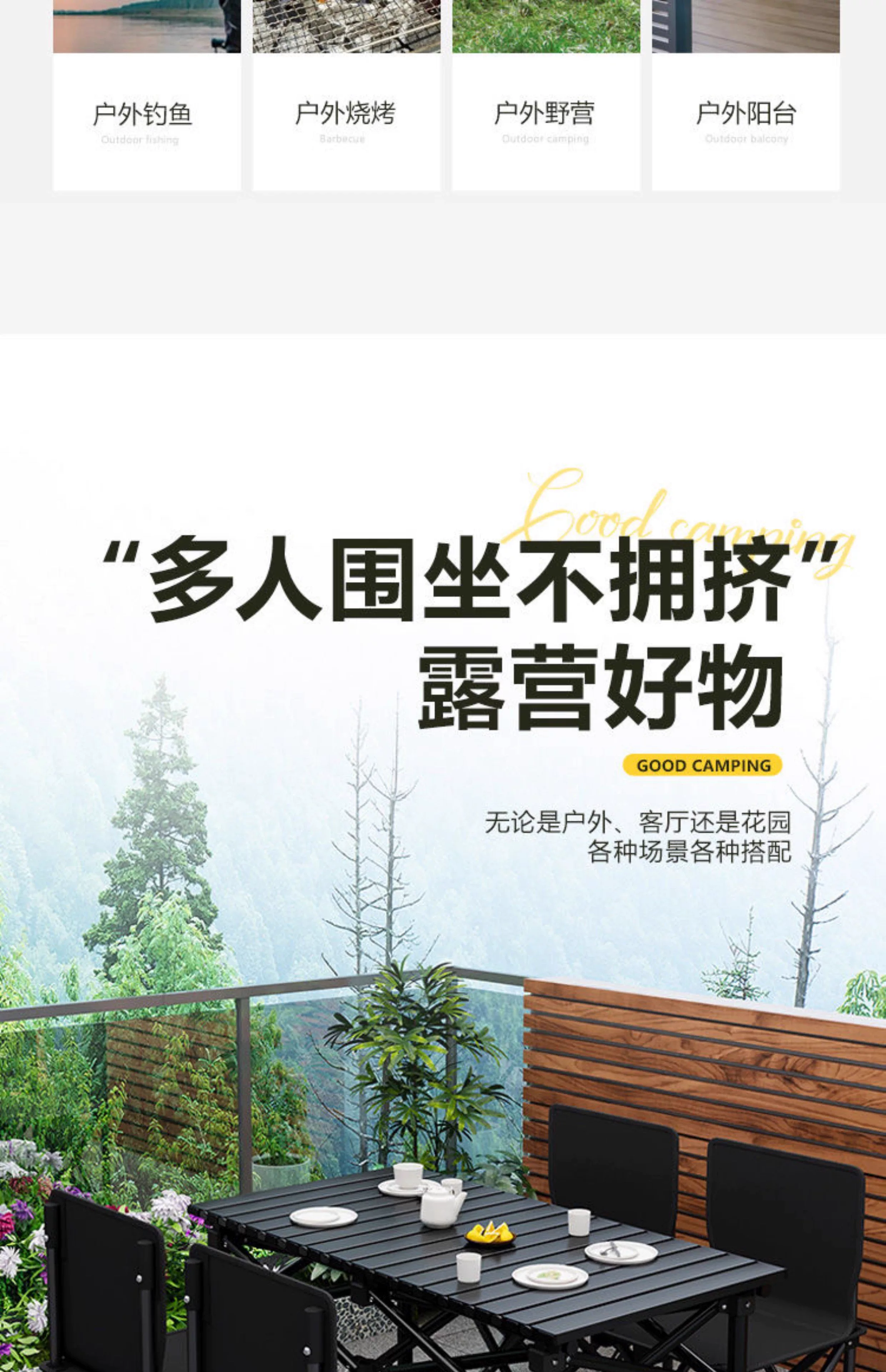 Outdoor Folding Table and Chair Camping Picnic Storage Portable Five Piece Set Multi purpose Family Lazy Table and Chair Folding Table