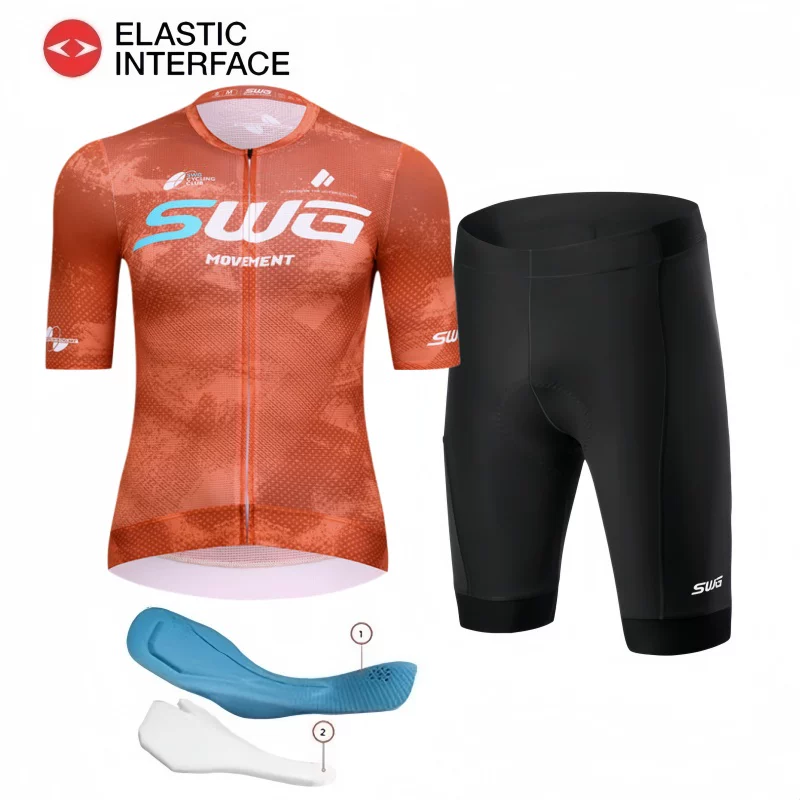 SWG Mingsheng exclusive summer short sleeved cycling suit for men, breathable and quick drying road cycling professional cycling suit