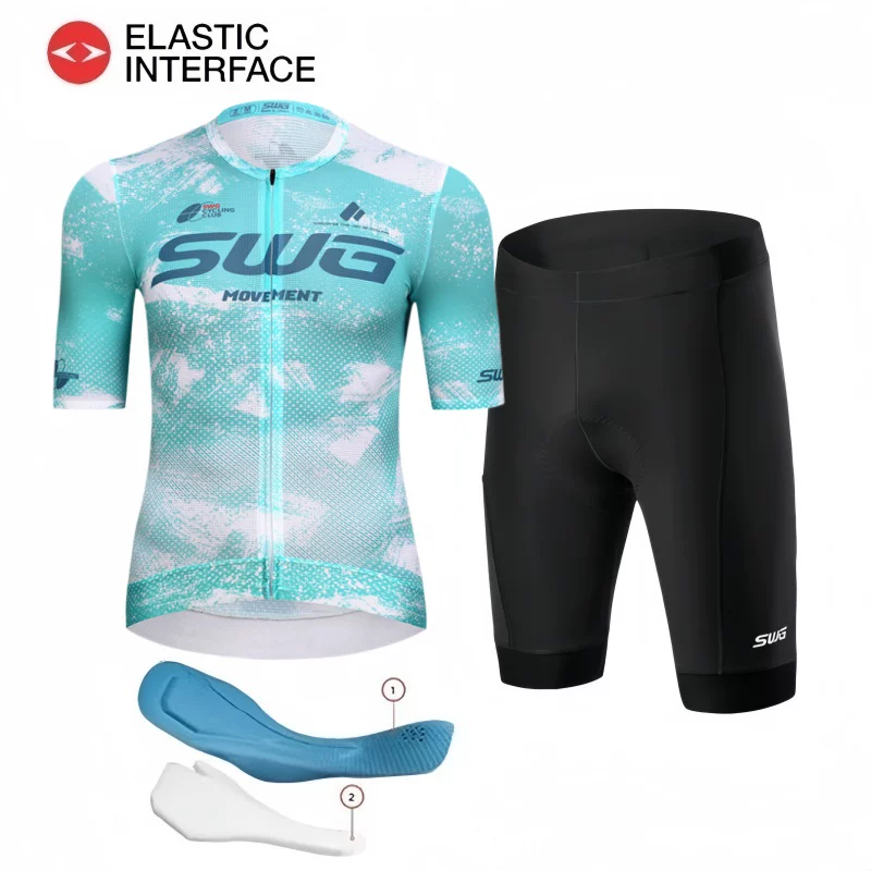 SWG Mingsheng exclusive summer short sleeved cycling suit for men, breathable and quick drying road cycling professional cycling suit
