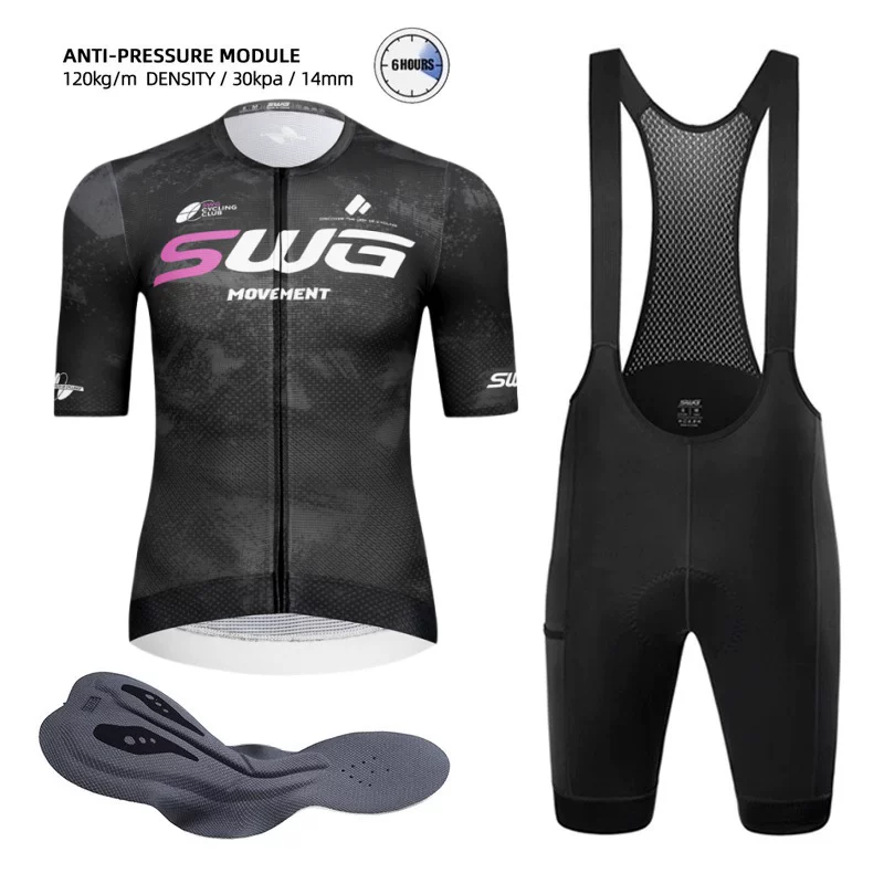 SWG Mingsheng exclusive summer short sleeved cycling suit for men, breathable and quick drying road cycling professional cycling suit
