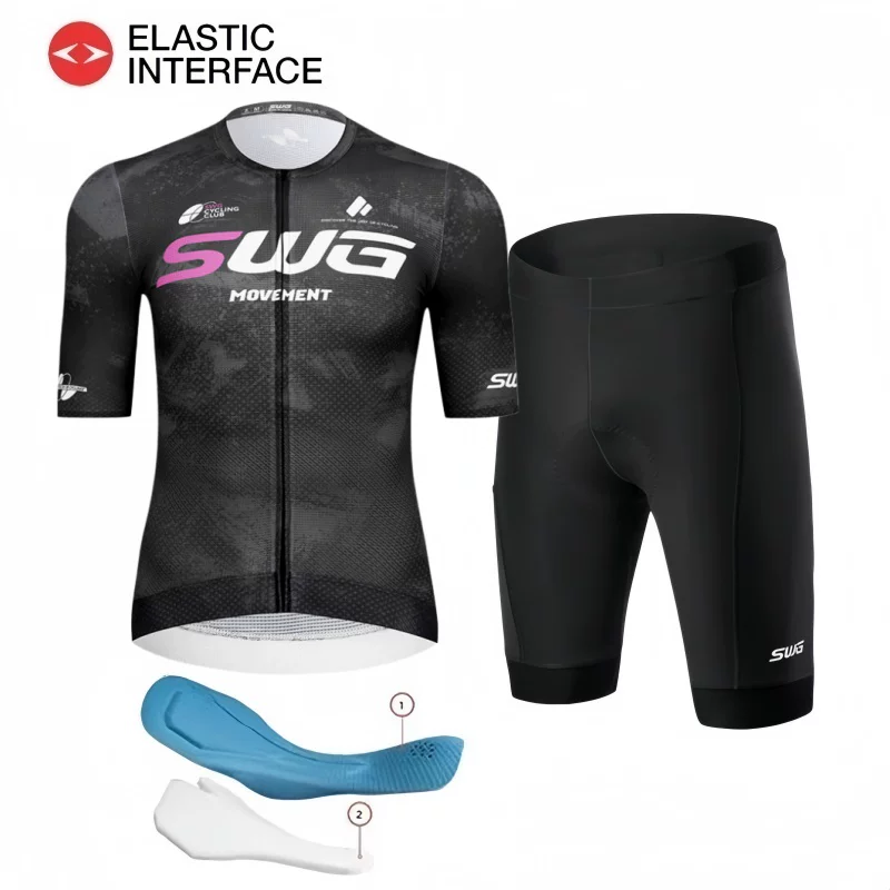 SWG Mingsheng exclusive summer short sleeved cycling suit for men, breathable and quick drying road cycling professional cycling suit