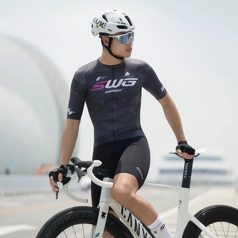 SWG Mingsheng exclusive summer short sleeved cycling suit for men, breathable and quick drying road cycling professional cycling suit