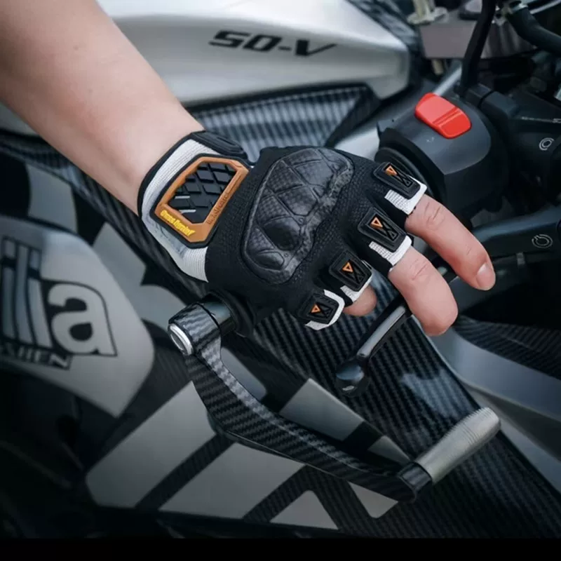 Motorcycle gloves for men riding motorcycles, breathable half finger gloves for summer, anti slip and shock-absorbing riding protective equipment for palms