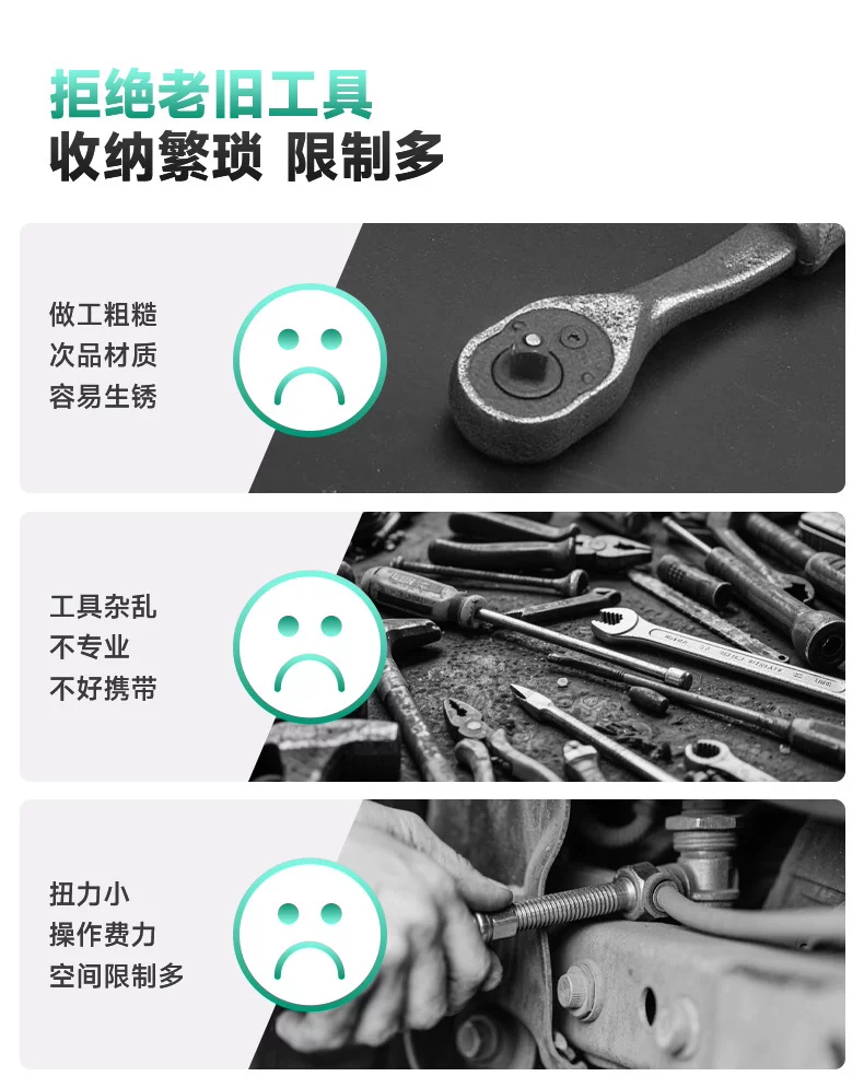 Auto repair tool set, socket wrench, ratchet, car repair combination, repair toolbox, multifunctional 1/4 inch socket wrench