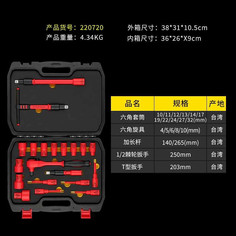Taiwan made ratchet wrench combination new energy vehicle special socket repair tool set 4S store recommends CR-V material