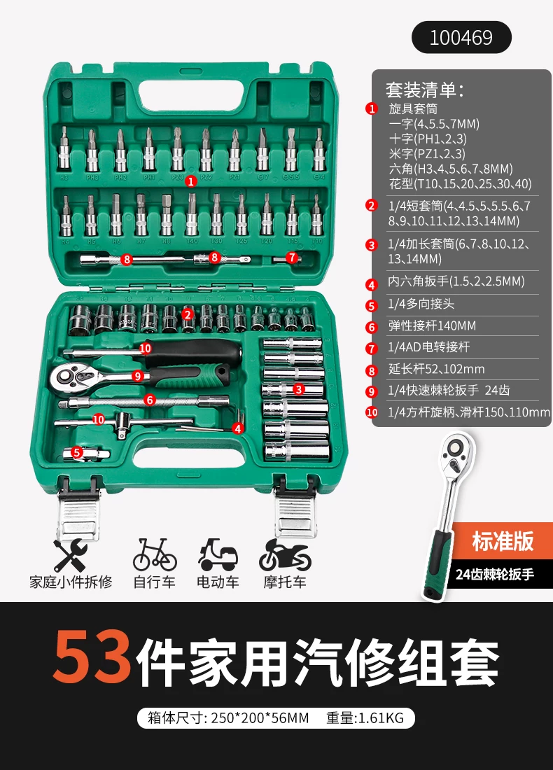 Taiwan made ratchet wrench combination new energy vehicle special socket repair tool set 4S store recommends CR-V material