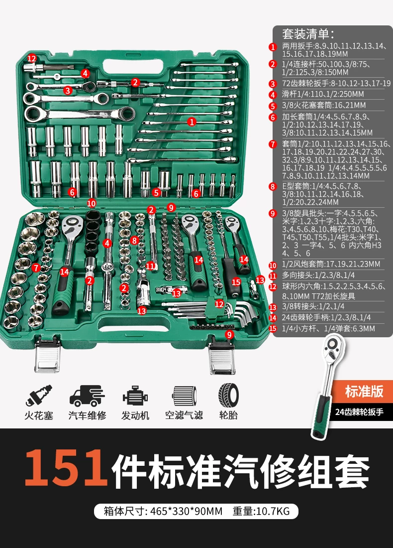 Taiwan made ratchet wrench combination new energy vehicle special socket repair tool set 4S store recommends CR-V material