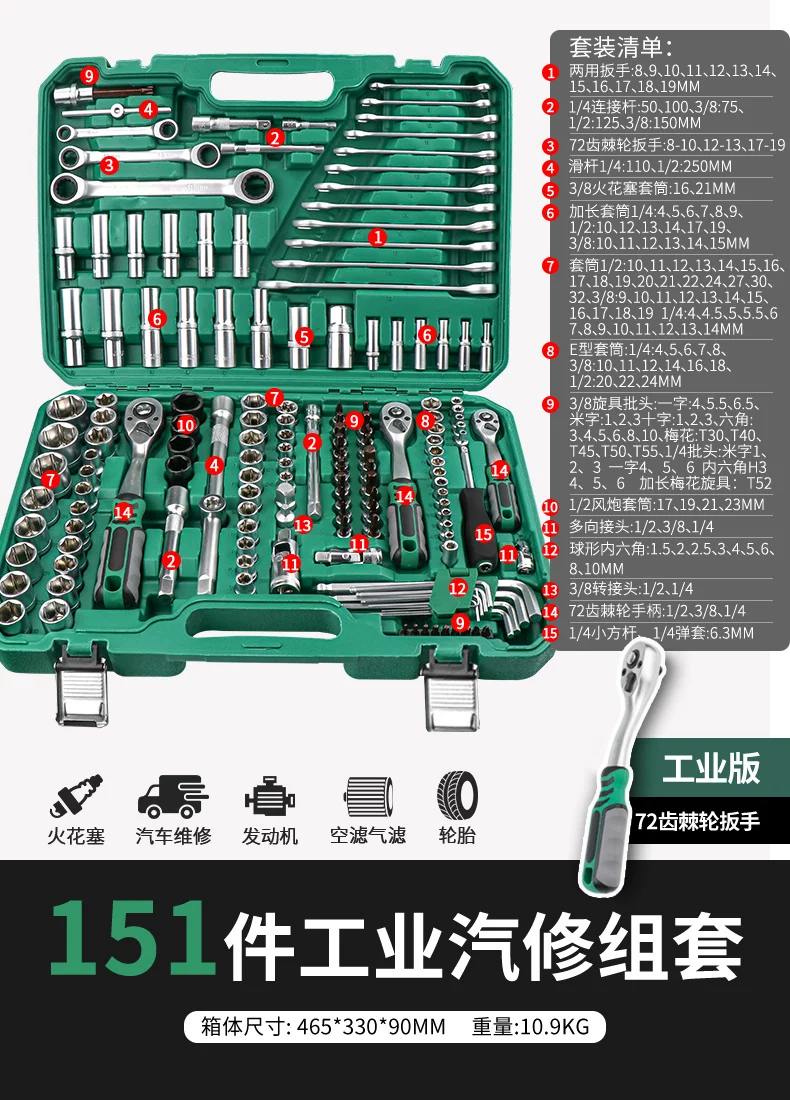 Taiwan made ratchet wrench combination new energy vehicle special socket repair tool set 4S store recommends CR-V material