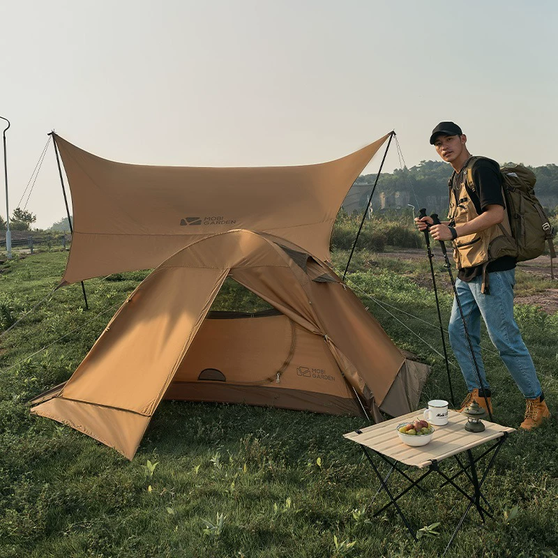 Mu Gao Flute Outdoor Hold Mountain с снегом юбки с двойной палаткой Портативный кемпинг -ритуальный дождь и дождевая пустыня снег четыре сезона