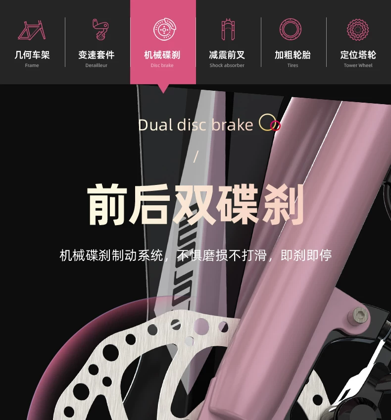 Mountaineering Bike Adult Female Variable Speed Youth Highway Campus Shock Absorber Bike 24 inch Male Junior High School Student