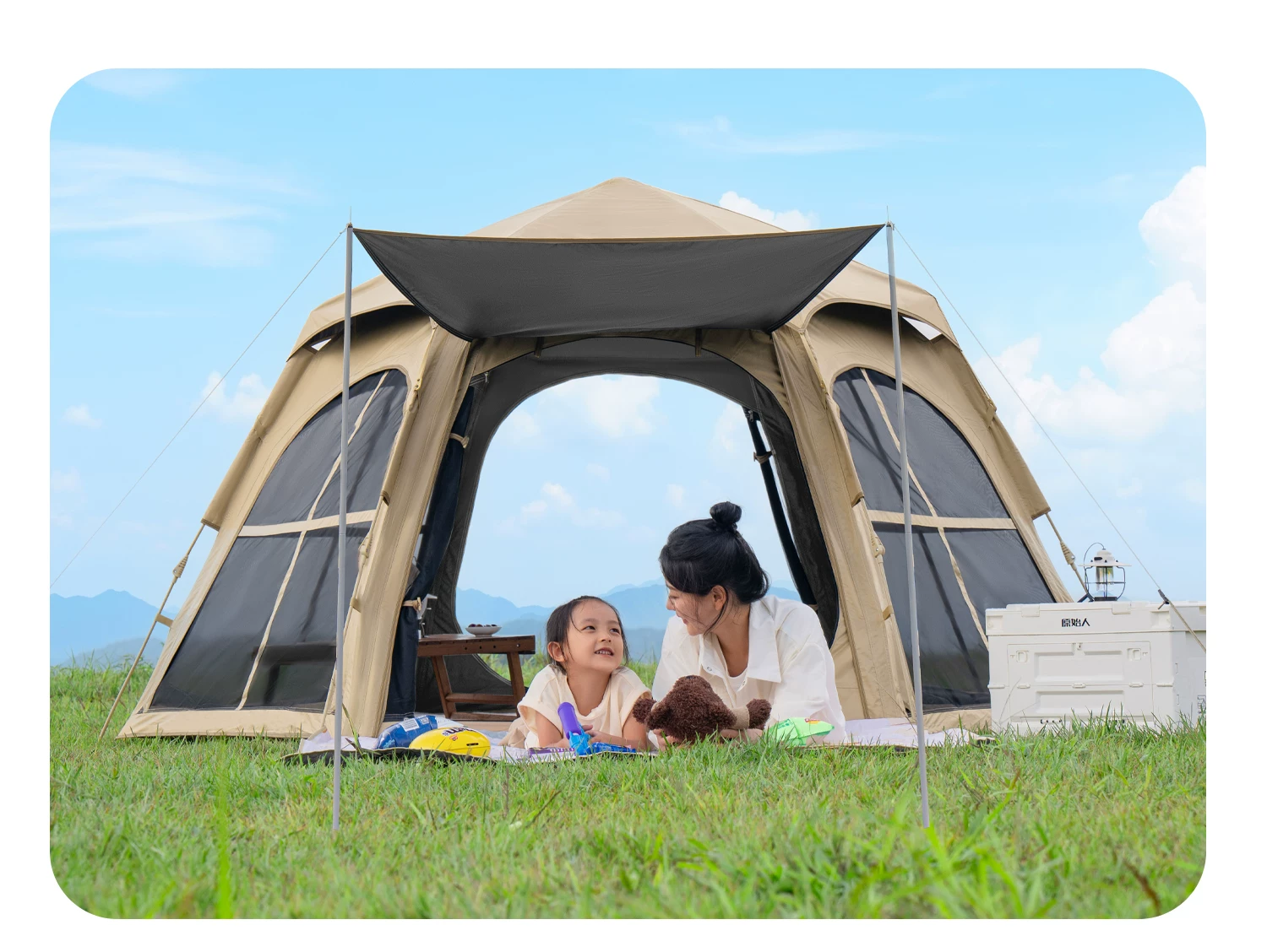 Primitive man tent, portable outdoor folding camping, overnight camping, thickened rainproof and sunscreen equipment, complete set of black glue equipment