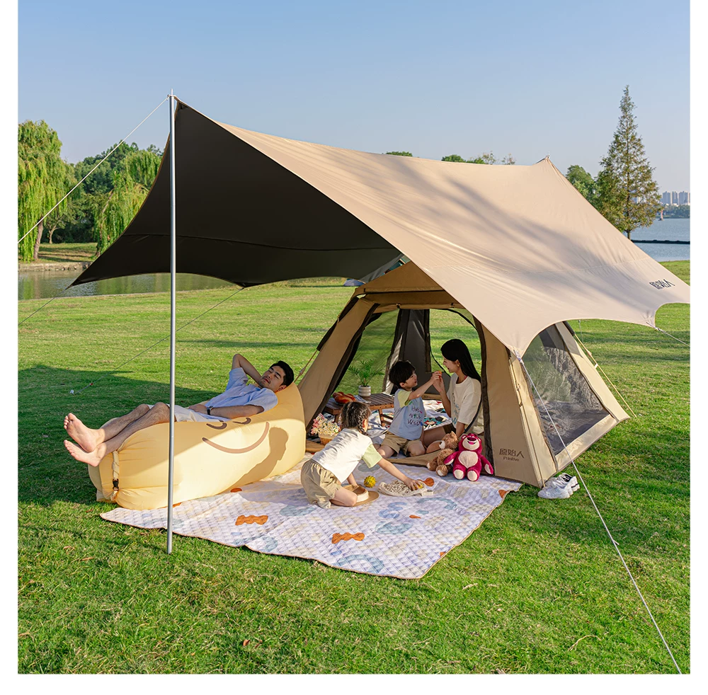 Primitive people's vinyl canopy tent windproof and sunshade camping canopy outdoor camping table and chair combination