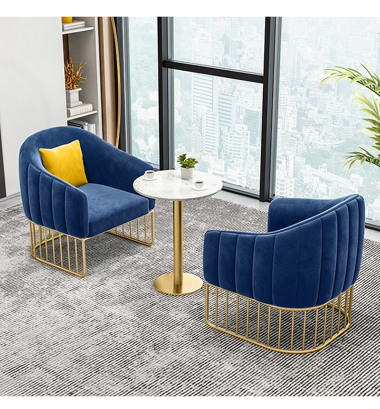 Clothing store, small sofa, nail salon, Nordic minimalist modern internet celebrity beauty salon, wrought iron leisure reception table and chair combination