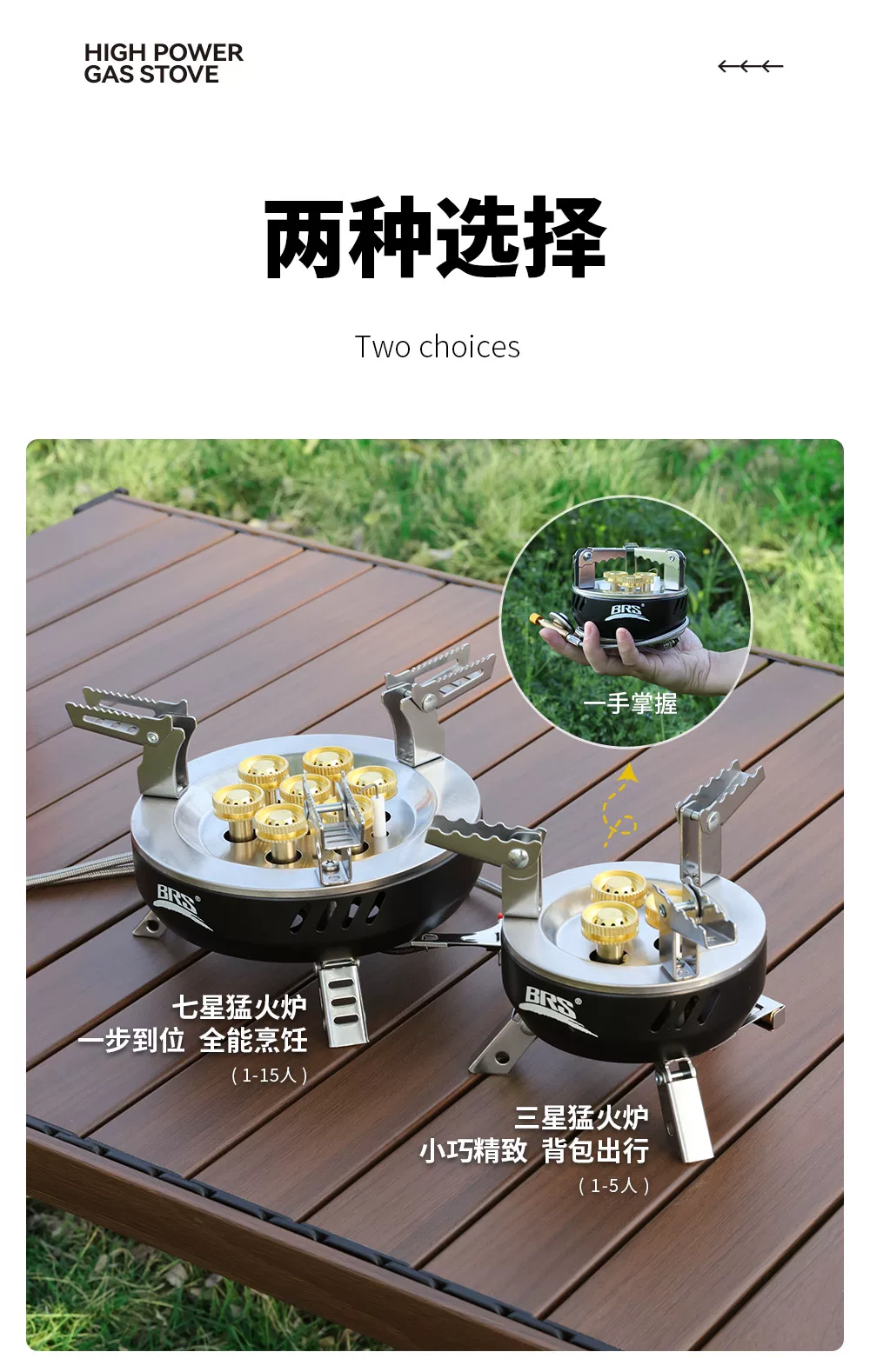 BRS-207户外炉具防风高山炉头野外露营便携式燃气炉七星灶猛火炉