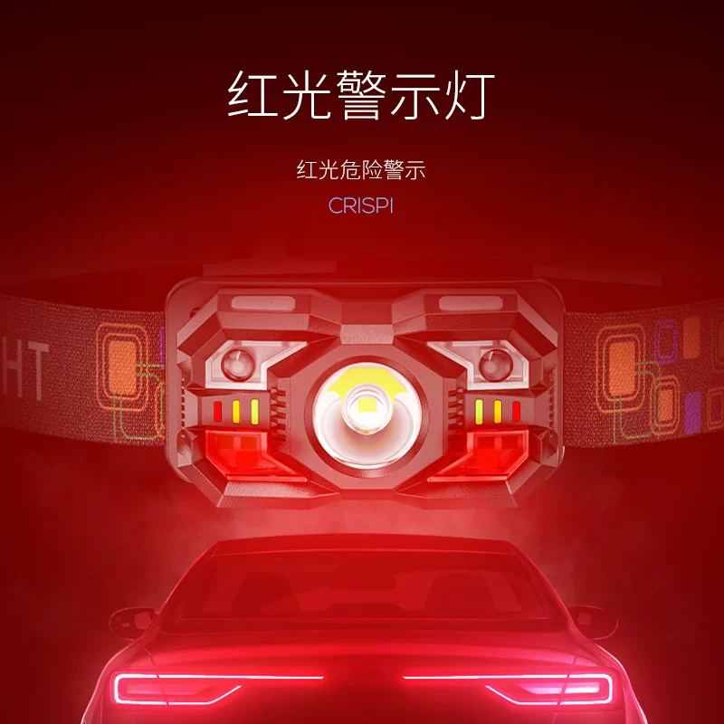 Smiling Shark Headlights, Strong Light Charging, Ultra Bright Head Mounted Fishing, Outdoor Long Range, Intelligent Sensing LED Night Fishing