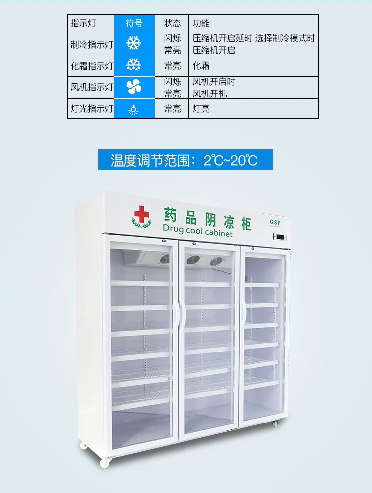 Медицинский холодильный шкаф Medicine Cool Cabinet, вертикальный, однодверный/двухдверный/трехдверный, 380 Вт, 1200 л