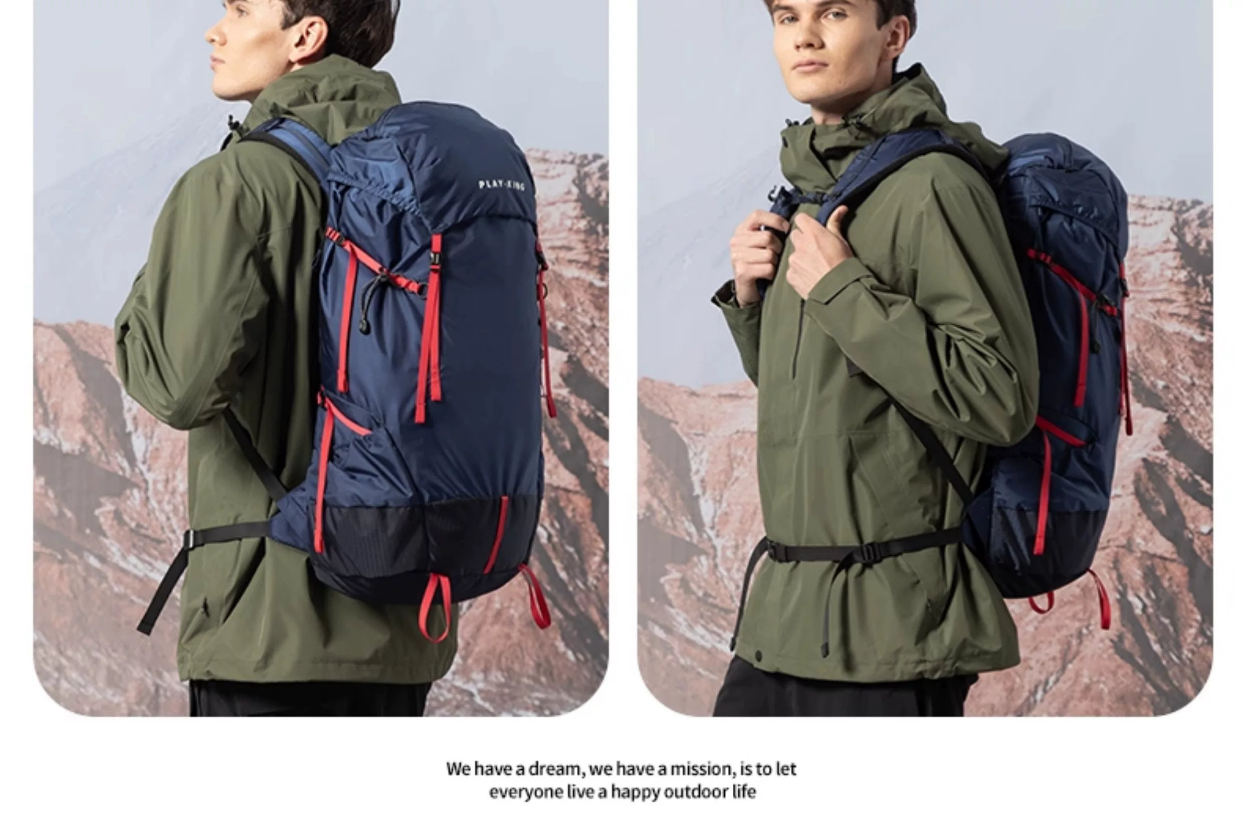 Mountaineering backpack professional outdoor waterproof large capacity hiking top backpack men's sports camping lightweight travel backpack