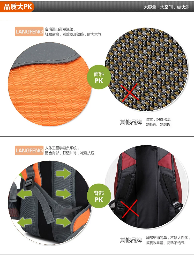New lightweight outdoor hiking bag 40L waterproof nylon backpack for men and women hiking backpack cycling bag