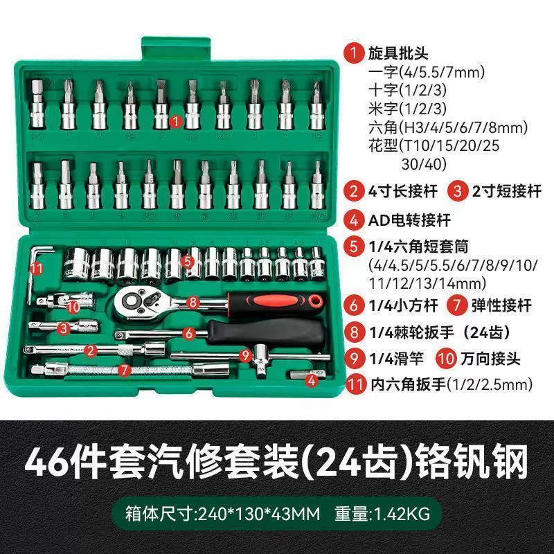 72 tooth auto repair tool set, auto repair toolbox, auto repair manual tool set, manual auto repair socket combination