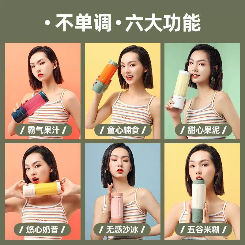 Портативный электрический блендер-миксер Smoothie Blender Retro Blue