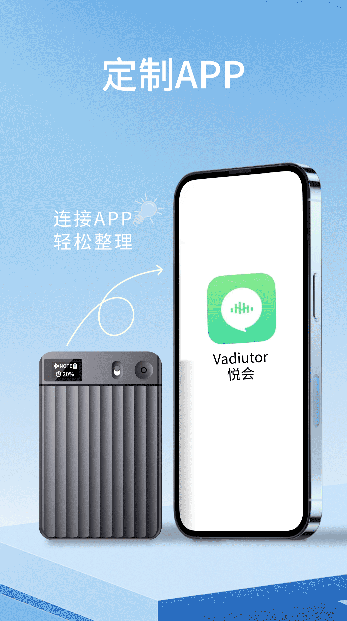 Умный диктофон AI с магнитом 64 ГБ