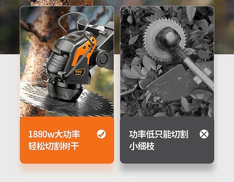 锂电动割草机家用 高效无刷SK9碳钢刀片草坪修剪机 多功能打草机神器