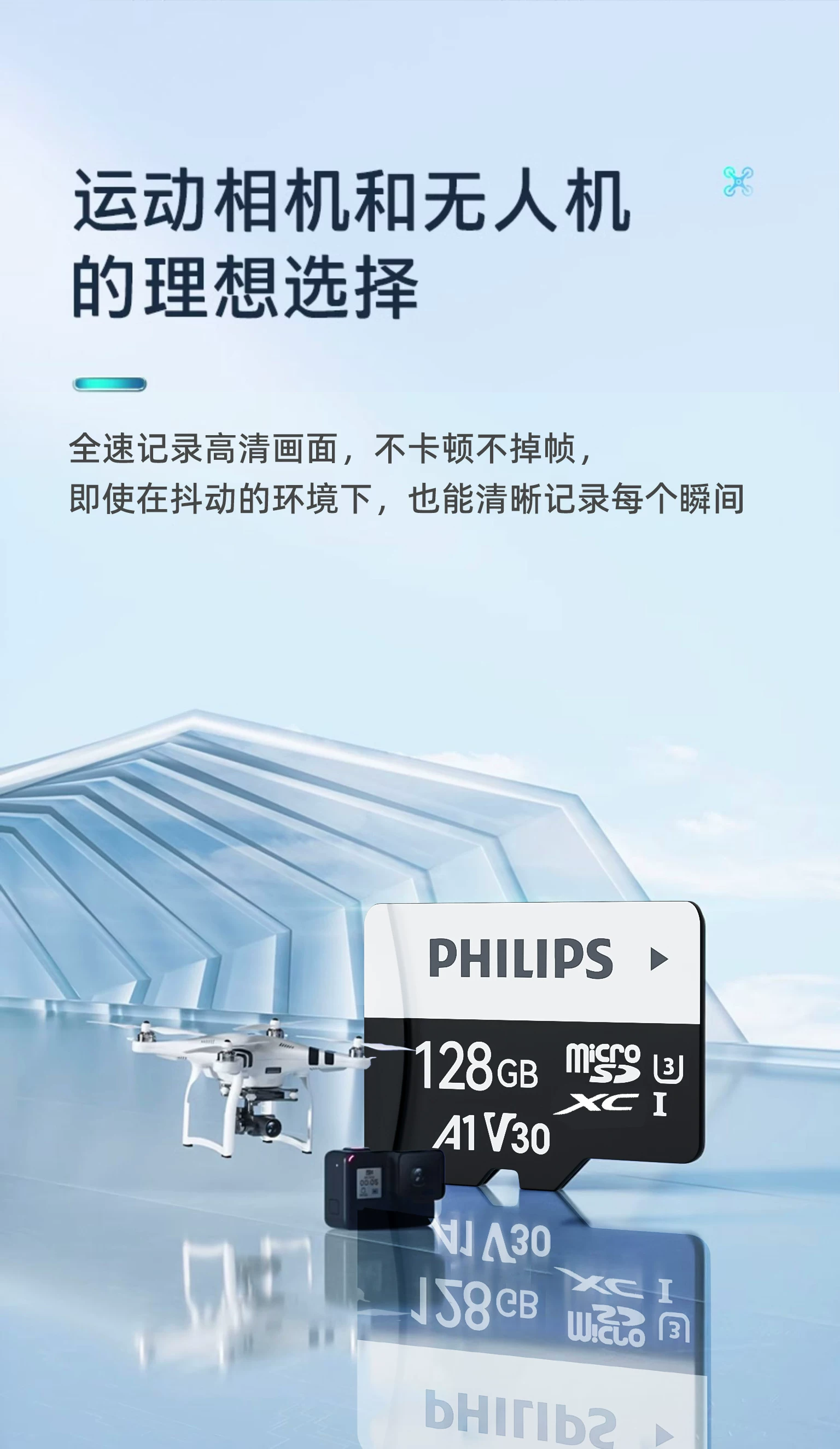 Philips High Speed TF Memory Card 256GB Supports High Durability Memory Card for 4K Video Recording of Driving Recorder