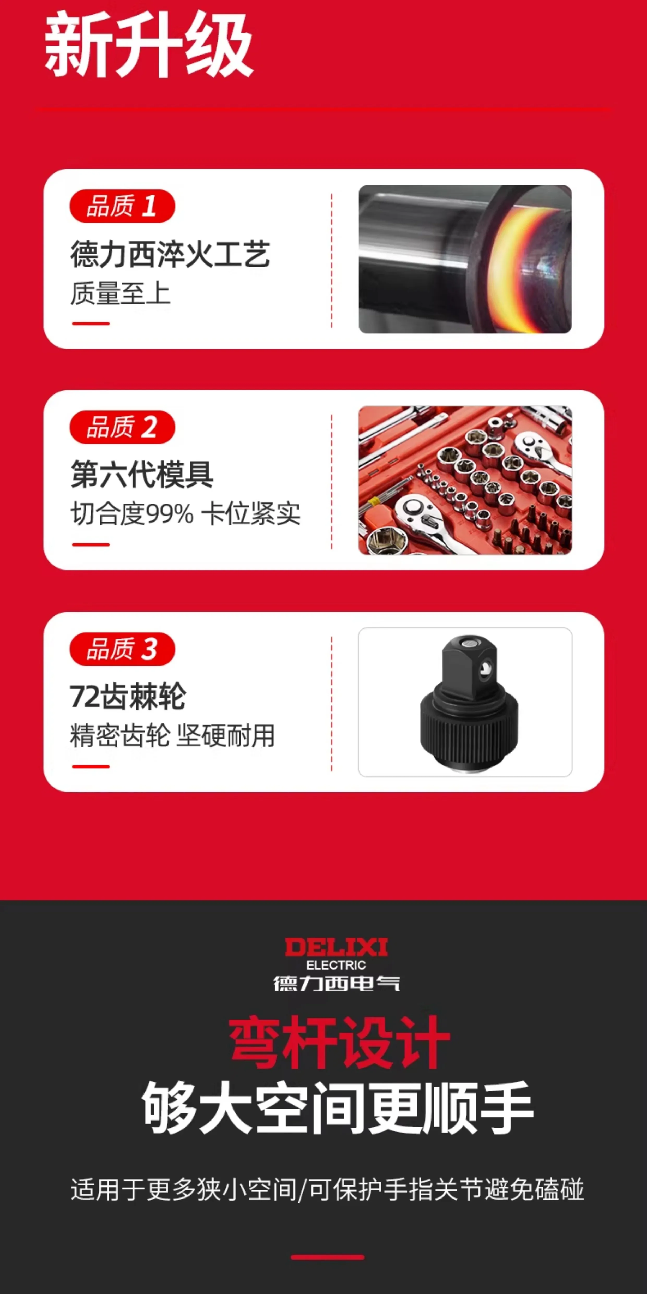 Delixi Auto Repair Tool Set Socket Wrench Ratchet Car Repair Combination Repair Box Multi functional 1/4 inch Socket Wrench