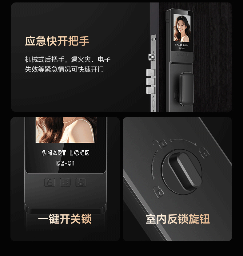 Интеллектуальный дверной замок Double voice Fingerprint lock с распознаванием лиц