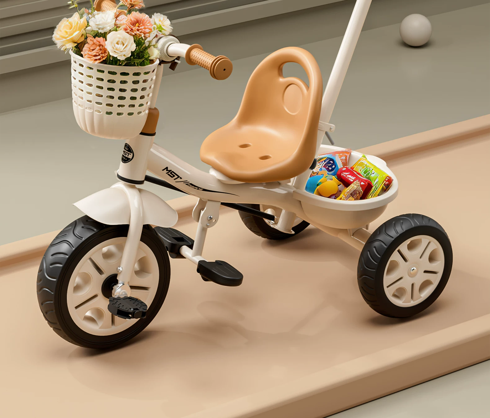 Miset children's tricycle, bicycle for children aged 1 to 3 to 6, baby stroller, handcart, bicycle