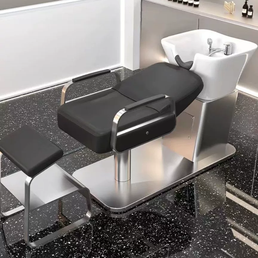 Li Bi shop shampoo bed, hair salon special semi lying flushing bed, high-end stainless steel ceramic deep basin hair salon special
