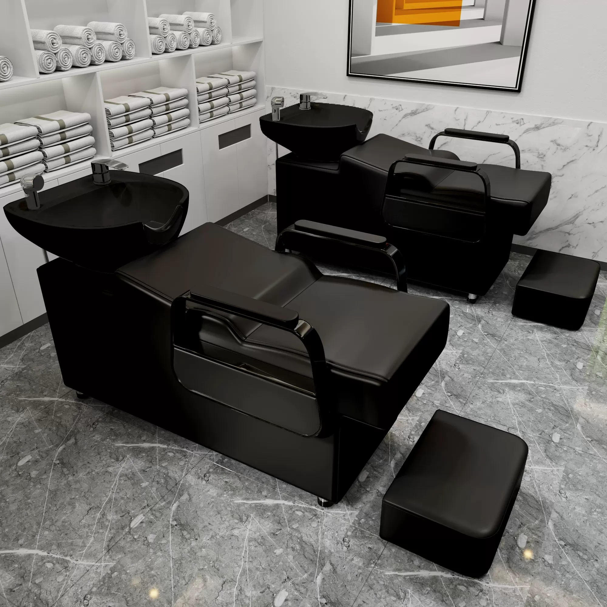 Li Bi shop shampoo bed, hair salon special semi lying flushing bed, high-end stainless steel ceramic deep basin hair salon special