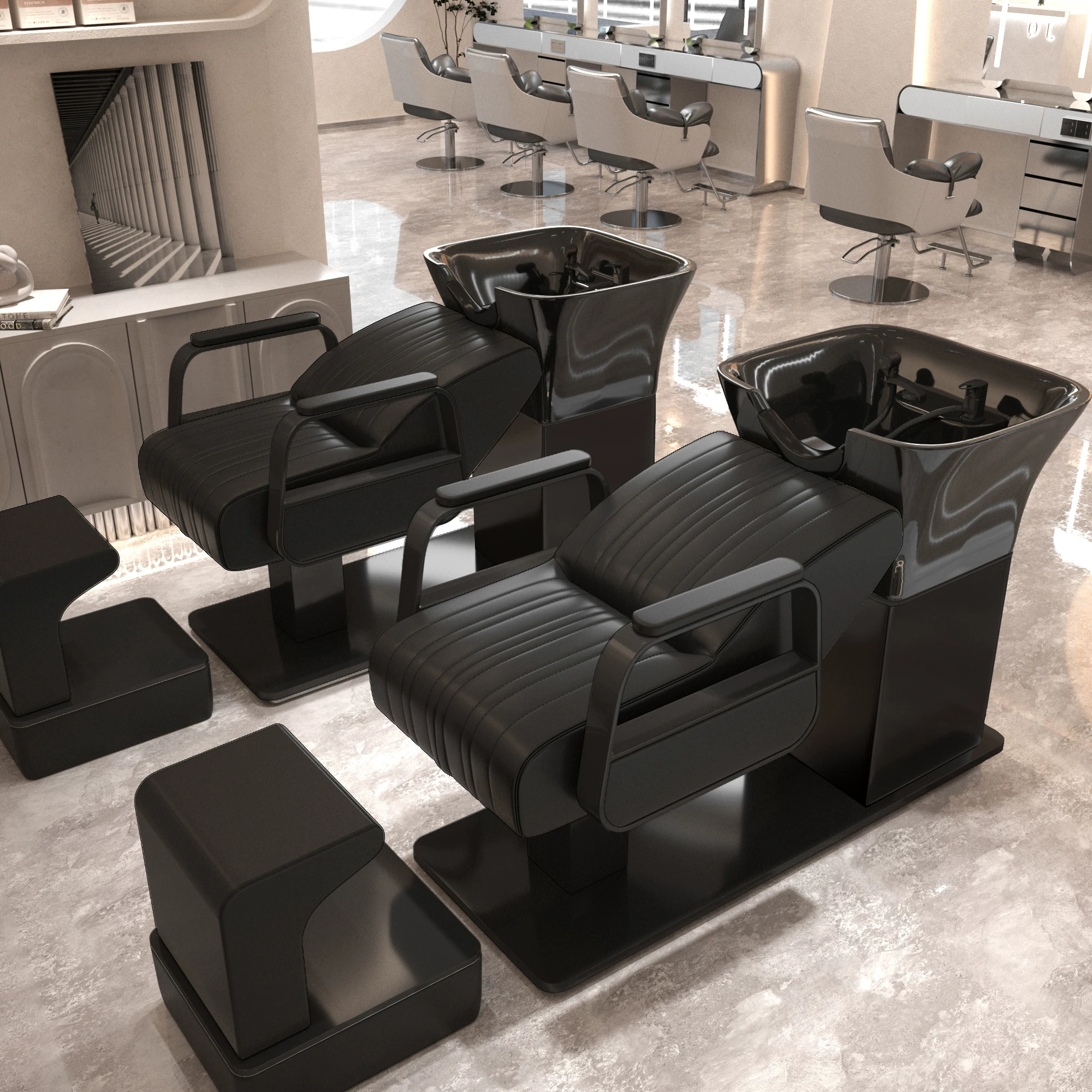Li Bi shop shampoo bed, hair salon special semi lying flushing bed, high-end stainless steel ceramic deep basin hair salon special