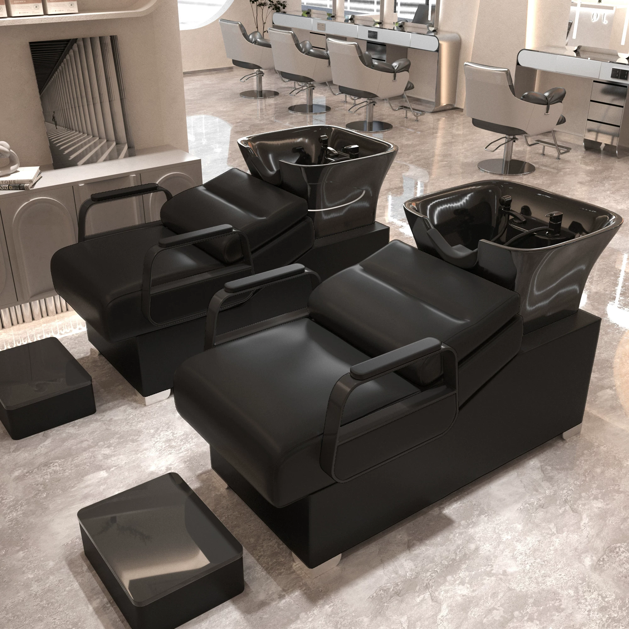 Li Bi shop shampoo bed, hair salon special semi lying flushing bed, high-end stainless steel ceramic deep basin hair salon special